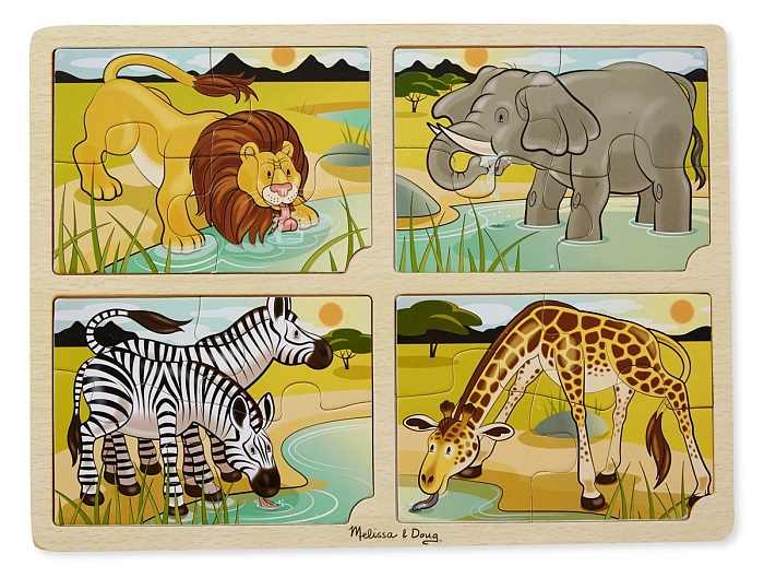 Дерев'яний пазл у рамці, 4 в 1 "Сафарі" Melissa&Doug (MD9366) Melissa & Doug