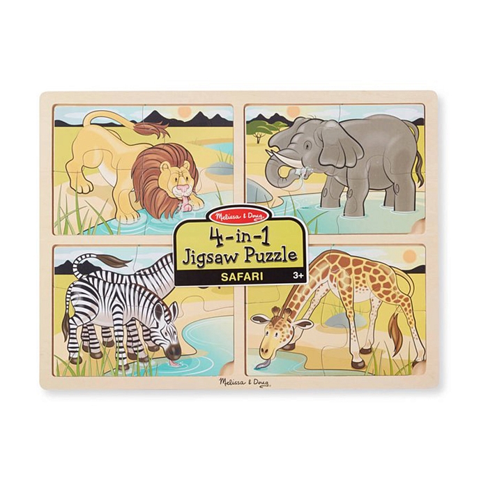 Дерев'яний пазл у рамці, 4 в 1 "Сафарі" Melissa&Doug (MD9366) Melissa & Doug