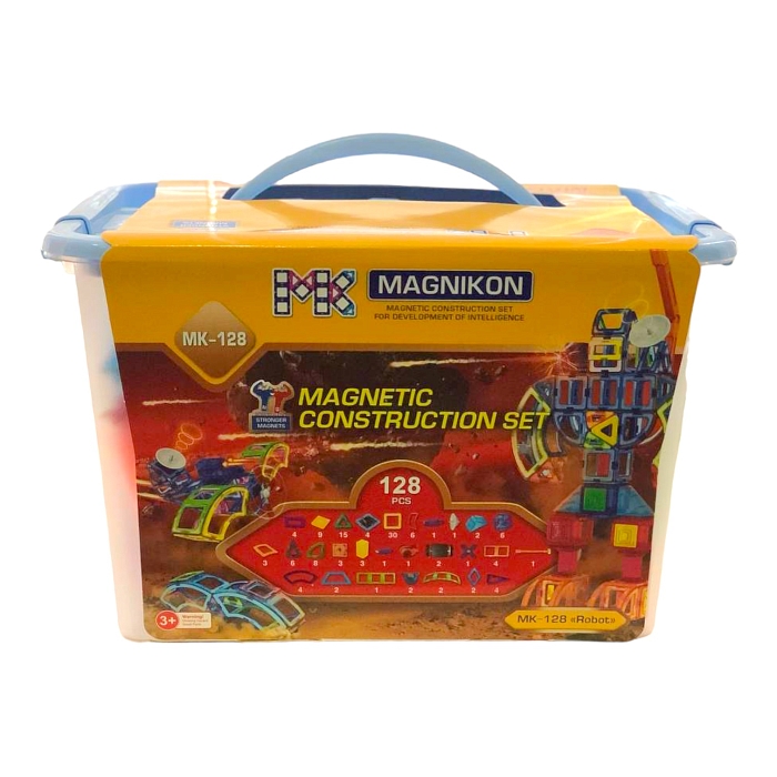Магнітний конструктор МАГНІКОН, 128 деталей Plastic box (MK-128) Melissa & Doug