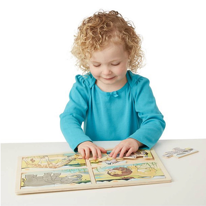 Дерев'яний пазл у рамці, 4 в 1 "Сафарі" Melissa&Doug (MD9366) Melissa & Doug