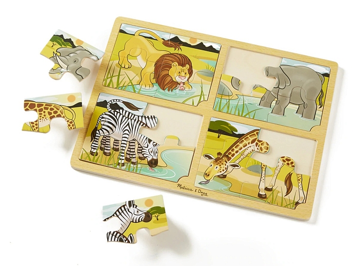 Дерев'яний пазл у рамці, 4 в 1 "Сафарі" Melissa&Doug (MD9366) Melissa & Doug